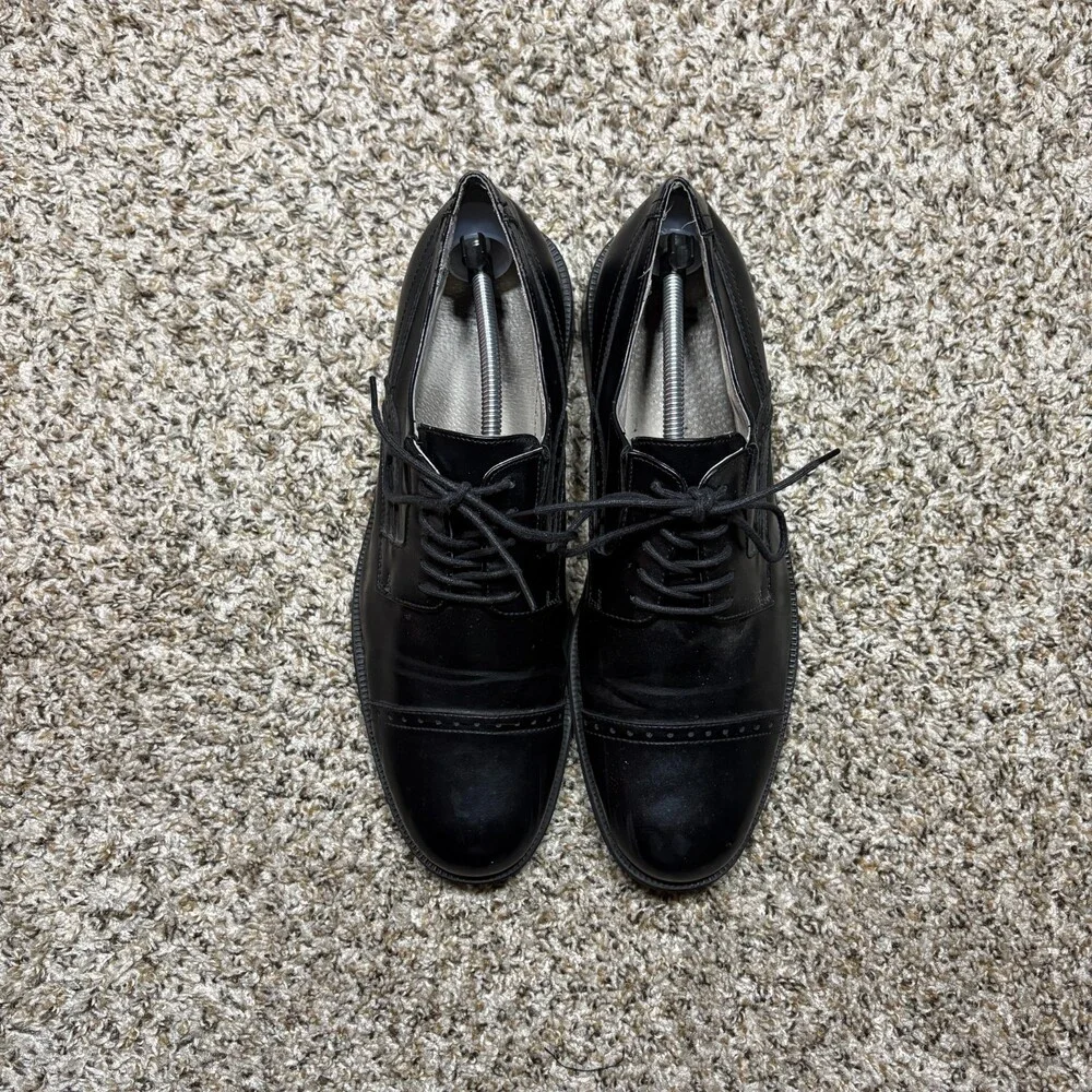 J Ferrar Black Oxford Dress Shoes JF Dane Mens Size 12M Luxury Lace Ups Shoes